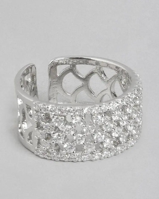 Elegant Crystal Cuff Ring for Women | Adjustable Wide Band Designer Ring Imitation Jewellery | ImiStyleJewellery - Imistyle Jewellery