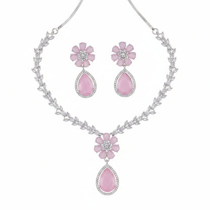 Luxury Red Teardrop Floral Necklace Set for Women | Crystal Leaf Chain Earrings Imitation Jewellery | ImiStyleJewellery - Imistyle Jewellery