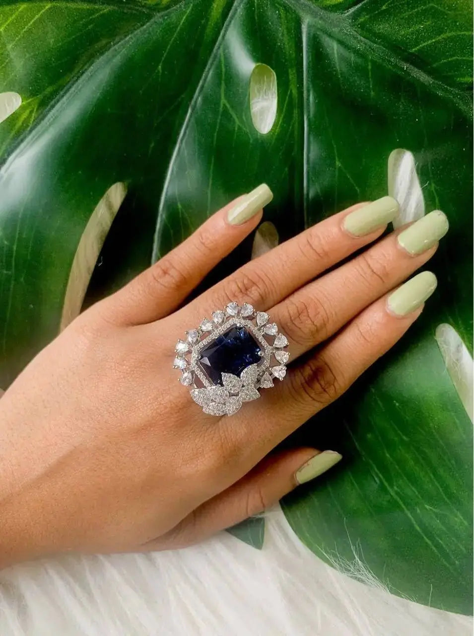Royal Red Stone Statement Ring for Women | Square Crystal Cocktail Ring Imitation Jewellery | ImiStyleJewellery - Imistyle Jewellery