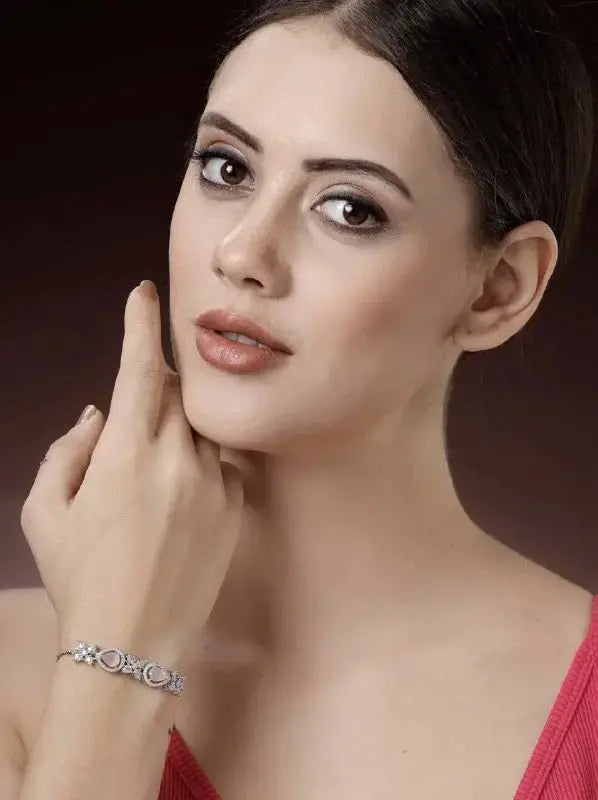 Teardrop Crystal Bracelet for Women | Elegant Imitation Jewellery Bracelet with Zircon Stones (Green Stone Design) – ImistyleJewellery - Imistyle Jewellery