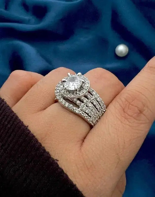 Luxury Multi Band Crystal Ring for Women | Oval Stone Statement Adjustable Imitation Jewellery | ImiStyleJewellery - Imistyle Jewellery