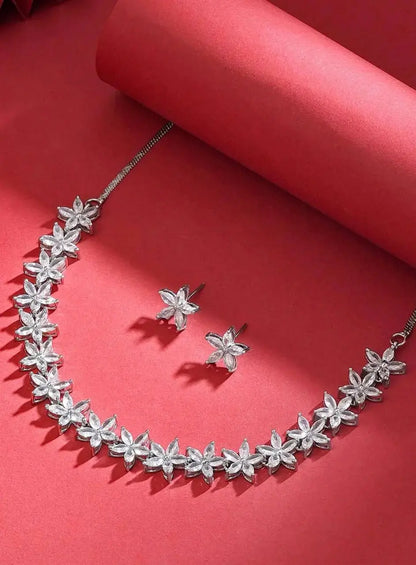 Floral Crystal Necklace Set for Women | Elegant Imitation Jewellery Flower Necklace with Earrings – ImistyleJewellery - Imistyle Jewellery
