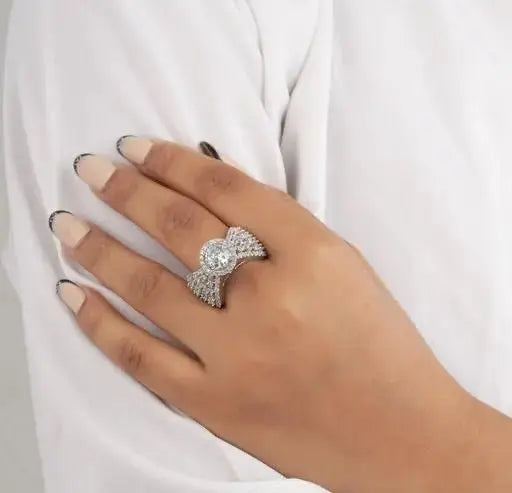 Elegant Crystal Cluster Ring for Women | Multi Stone Statement Adjustable Imitation Jewellery | ImiStyleJewellery - Imistyle Jewellery