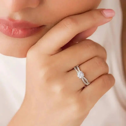 Elegant Solitaire Diamond Style Ring for Women | Double Band Crystal Ring | Premium Imitation Jewellery | ImiStyleJewellery - Imistyle Jewellery