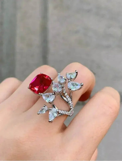 Designer Pink Stone Floral Ring for Women | Adjustable Statement Crystal Ring | Premium Imitation Jewellery | ImiStyleJewellery - Imistyle Jewellery