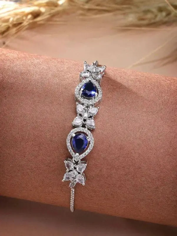 Teardrop Crystal Bracelet for Women | Elegant Imitation Jewellery Bracelet with Zircon Stones (Green Stone Design) – ImistyleJewellery - Imistyle Jewellery
