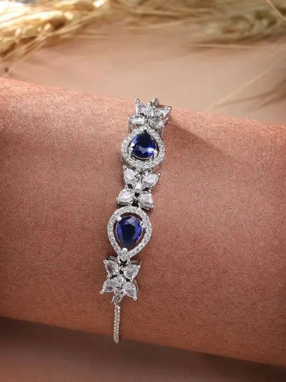 Teardrop Crystal Bracelet for Women | Elegant Imitation Jewellery Bracelet with Zircon Stones (Green Stone Design) – ImistyleJewellery - Imistyle Jewellery