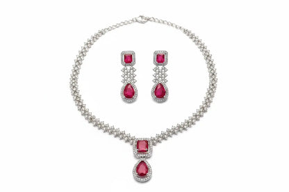 Luxury Blue Sapphire Necklace Set with Earrings for Women | Premium Crystal Jewellery - Imistyle Jewellery