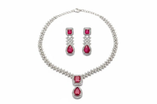 Luxury Blue Sapphire Necklace Set with Earrings for Women | Premium Crystal Jewellery - Imistyle Jewellery