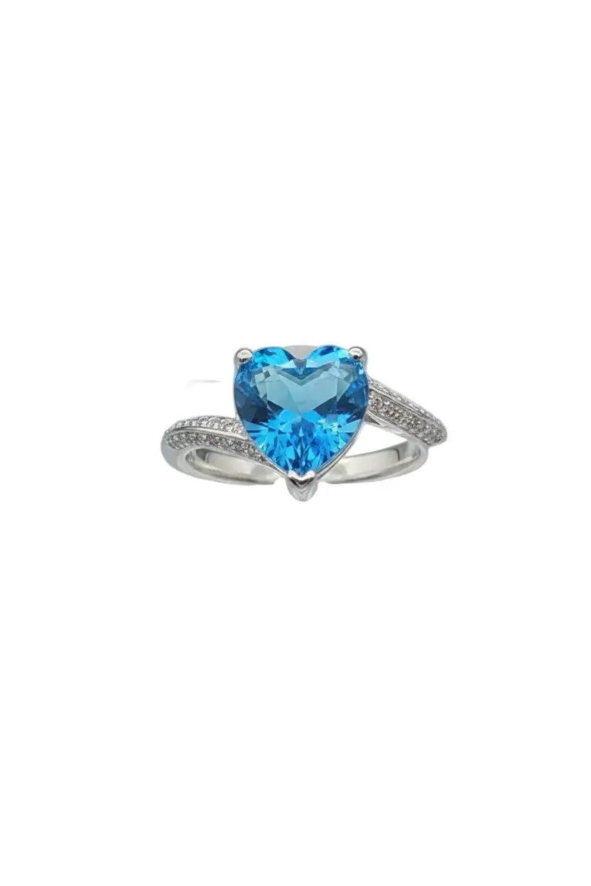 Blue Heart Stone Ring for Women | CZ Diamond Adjustable Ring | Luxury Imitation Jewellery - Imistyle Jewellery