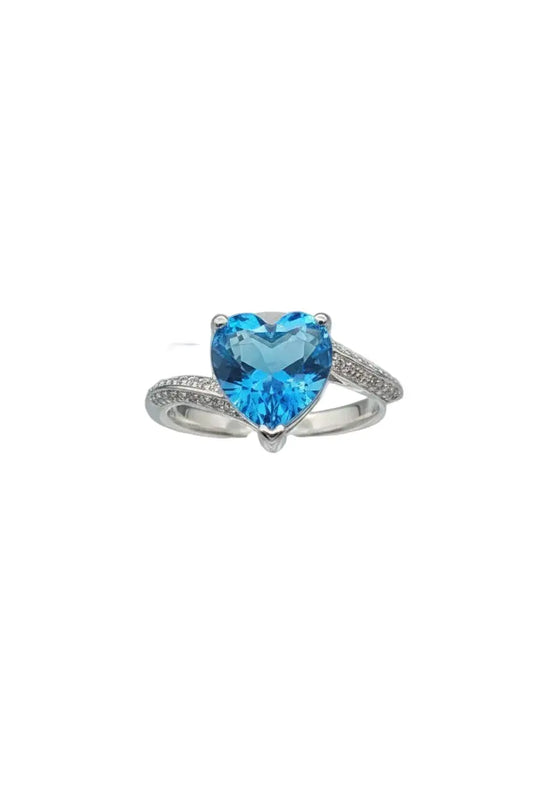 Blue Heart Stone Ring for Women | CZ Diamond Adjustable Ring | Luxury Imitation Jewellery - Imistyle Jewellery