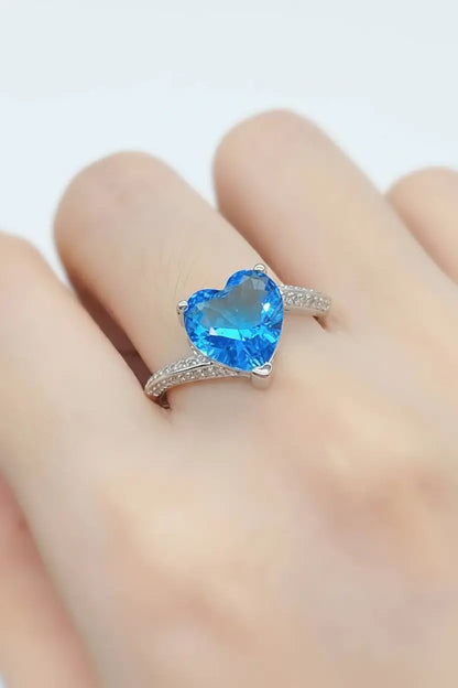 Blue Heart Stone Ring for Women | CZ Diamond Adjustable Ring | Luxury Imitation Jewellery - Imistyle Jewellery