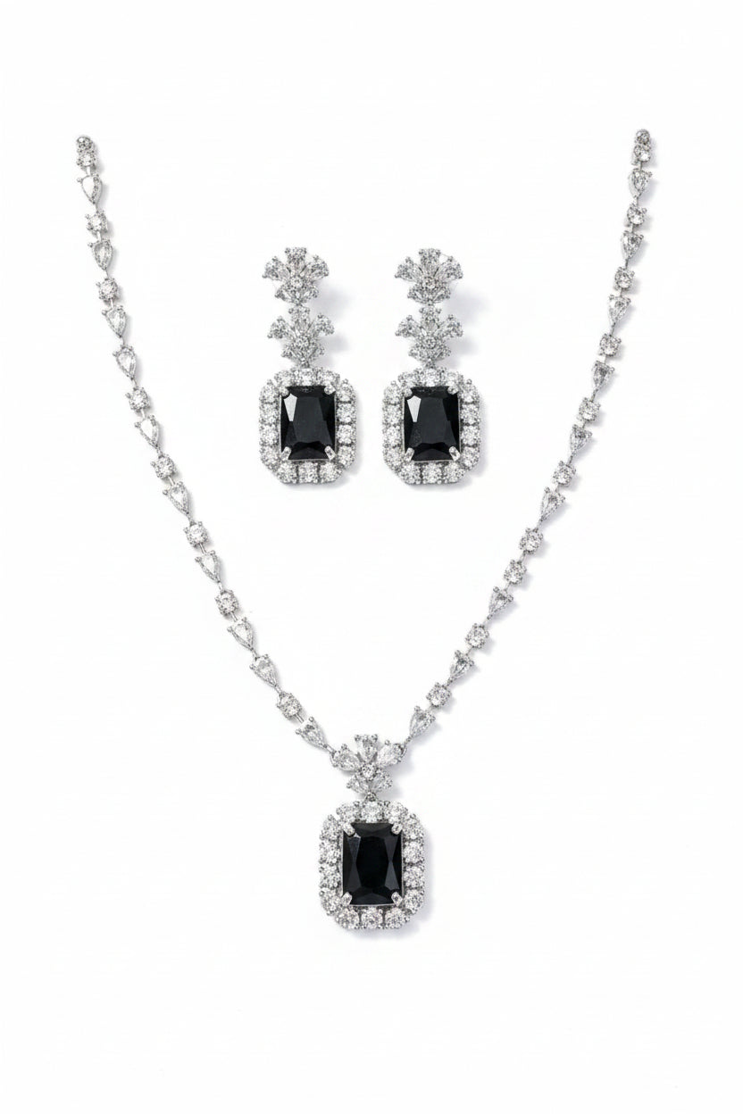 Elegant Yellow Stone Necklace Set for Women | Crystal Square Pendant Earrings Set Imitation Jewellery | ImiStyleJewellery - Imistyle Jewellery