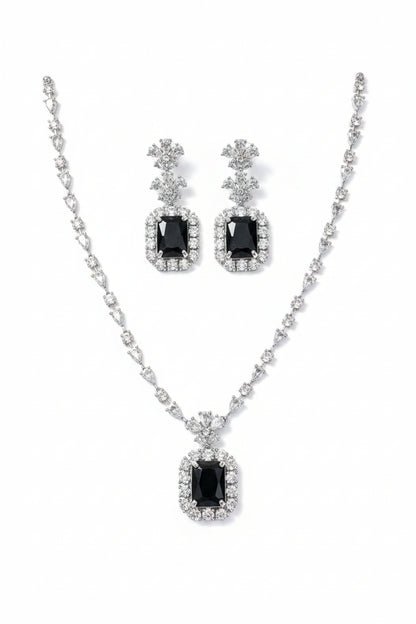 Elegant Yellow Stone Necklace Set for Women | Crystal Square Pendant Earrings Set Imitation Jewellery | ImiStyleJewellery - Imistyle Jewellery