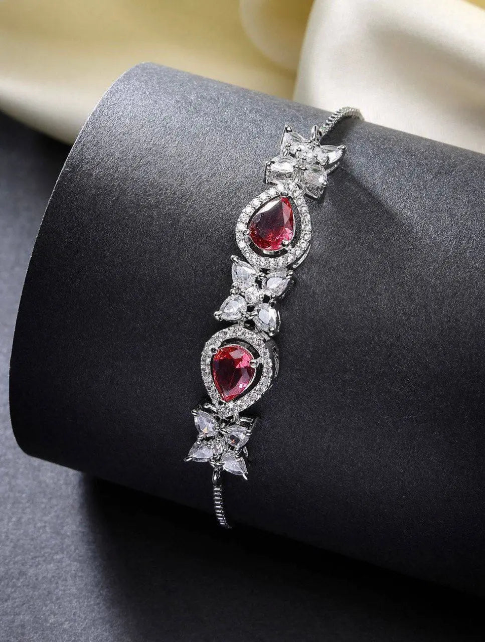 Teardrop Crystal Bracelet for Women | Elegant Imitation Jewellery Bracelet with Zircon Stones (Green Stone Design) – ImistyleJewellery - Imistyle Jewellery