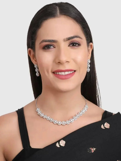 Circular Zircon Necklace Set for Women | Elegant Imitation Jewellery Round Design Necklace with Earrings – ImistyleJewellery - Imistyle Jewellery