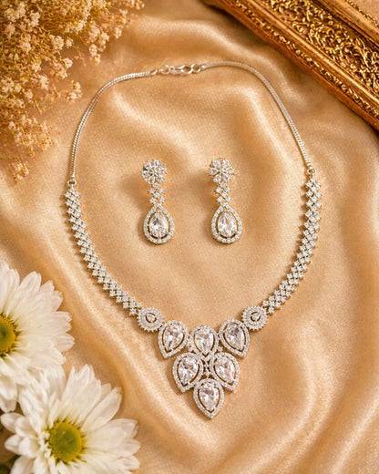 Pear Cut Crystal Necklace Set for Women | Elegant Imitation Jewellery Teardrop Design Necklace with Earrings – ImistyleJewellery - Imistyle Jewellery