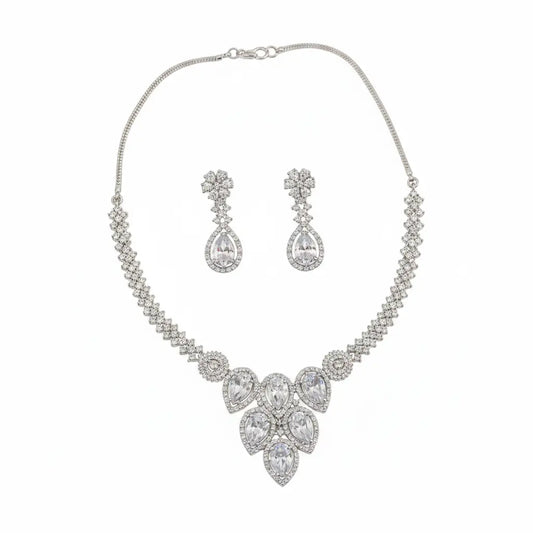Pear Cut Crystal Necklace Set for Women | Elegant Imitation Jewellery Teardrop Design Necklace with Earrings – ImistyleJewellery - Imistyle Jewellery
