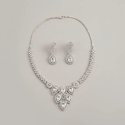 Pear Cut Crystal Necklace Set for Women | Elegant Imitation Jewellery Teardrop Design Necklace with Earrings – ImistyleJewellery - Imistyle Jewellery