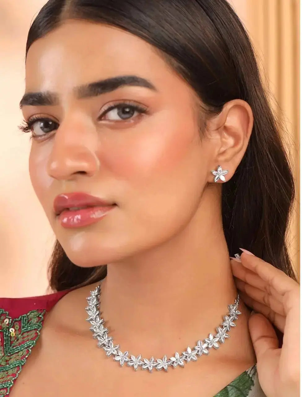 Floral Crystal Necklace Set for Women | Elegant Imitation Jewellery Flower Necklace with Earrings – ImistyleJewellery - Imistyle Jewellery