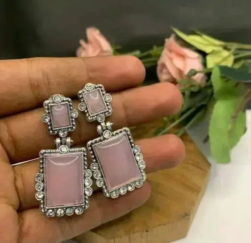 Emerald Green Statement Earrings for Women | Rectangle Crystal Drop Earrings Imitation Jewellery | ImiStyleJewellery - Imistyle Jewellery