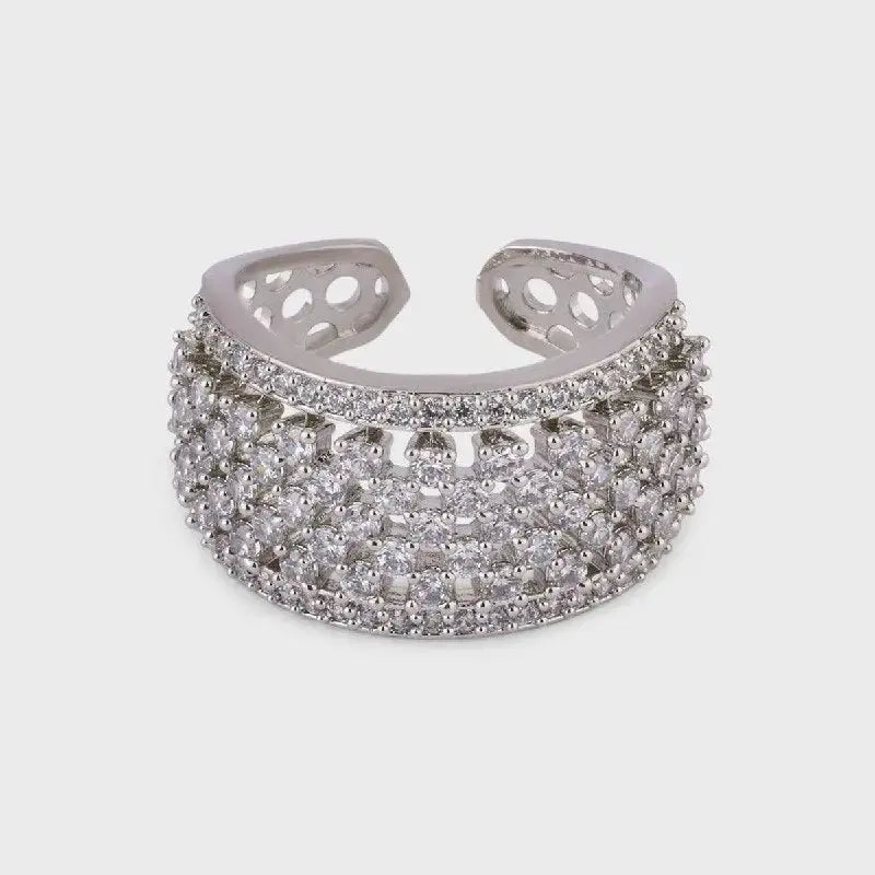 Luxury Wide Band Crystal Ring for Women | Statement Diamond Style Ring | Premium Imitation Jewellery | ImiStyleJewellery - Imistyle Jewellery
