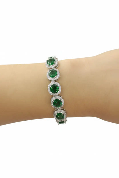 Emerald Green Stone Bracelet for Women | CZ Diamond Adjustable Bracelet - Imistyle Jewellery