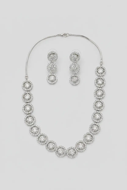 Circular Zircon Necklace Set for Women | Elegant Imitation Jewellery Round Design Necklace with Earrings – ImistyleJewellery - Imistyle Jewellery