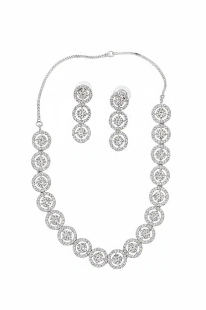 Circular Zircon Necklace Set for Women | Elegant Imitation Jewellery Round Design Necklace with Earrings – ImistyleJewellery - Imistyle Jewellery