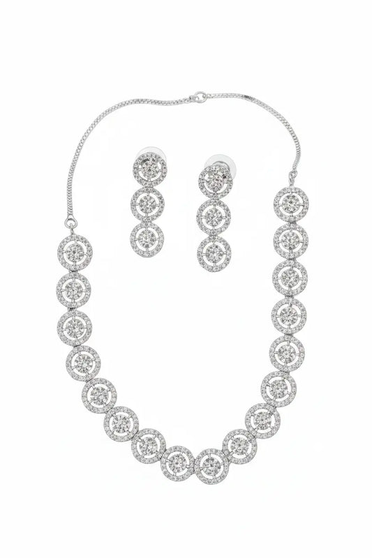 Circular Zircon Necklace Set for Women | Elegant Imitation Jewellery Round Design Necklace with Earrings – ImistyleJewellery - Imistyle Jewellery