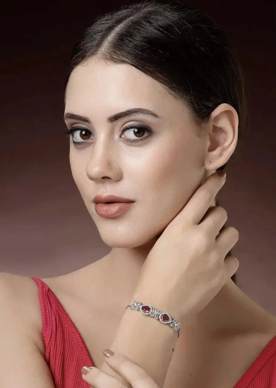 Teardrop Crystal Bracelet for Women | Elegant Imitation Jewellery Bracelet with Zircon Stones (Green Stone Design) – ImistyleJewellery - Imistyle Jewellery