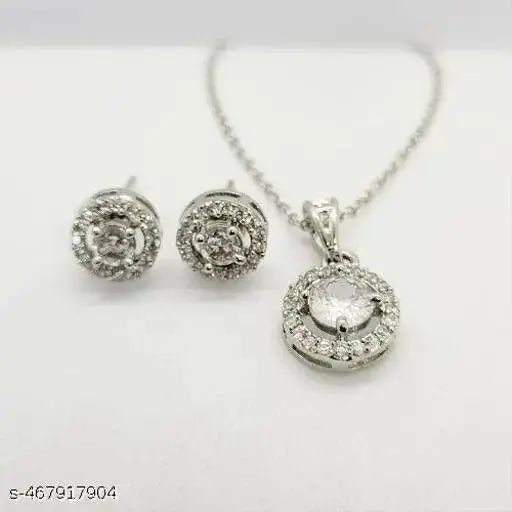 Minimal Round Solitaire Pendant Necklace Set with Stud Earrings | Elegant Imitation Jewellery for Women | ImiStyleJewellery - Imistyle Jewellery