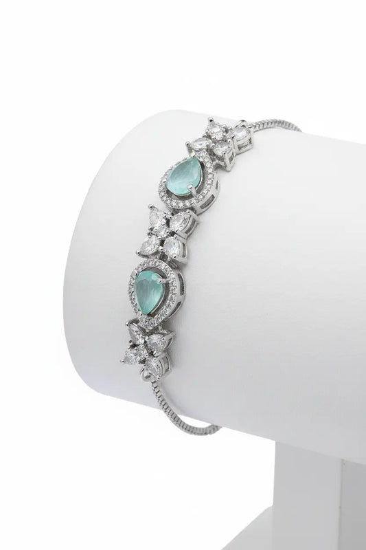 Teardrop Crystal Bracelet for Women | Elegant Imitation Jewellery Bracelet with Zircon Stones (Green Stone Design) – ImistyleJewellery - Imistyle Jewellery