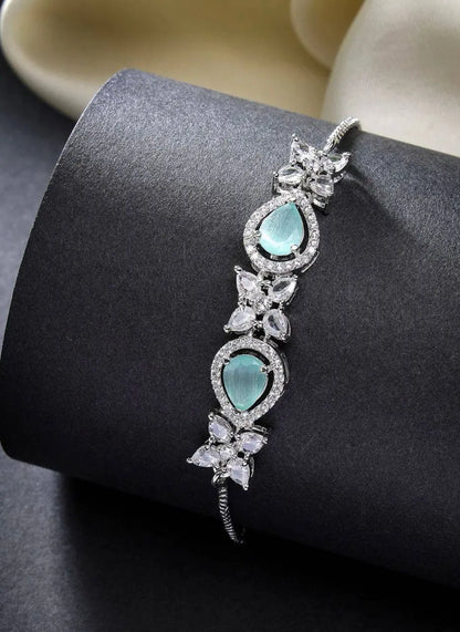 Teardrop Crystal Bracelet for Women | Elegant Imitation Jewellery Bracelet with Zircon Stones (Green Stone Design) – ImistyleJewellery - Imistyle Jewellery