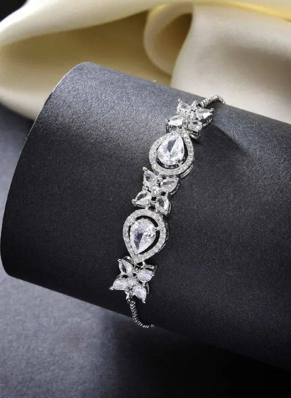Teardrop Crystal Bracelet for Women | Elegant Imitation Jewellery Bracelet with Zircon Stones (Green Stone Design) – ImistyleJewellery - Imistyle Jewellery