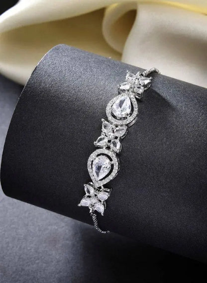 Teardrop Crystal Bracelet for Women | Elegant Imitation Jewellery Bracelet with Zircon Stones (Green Stone Design) – ImistyleJewellery - Imistyle Jewellery