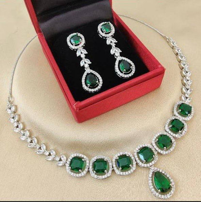 Royal Blue Stone Necklace Set with Drop Earrings | Premium American Diamond Imitation Jewellery for Women | ImiStyleJewellery - Imistyle Jewellery