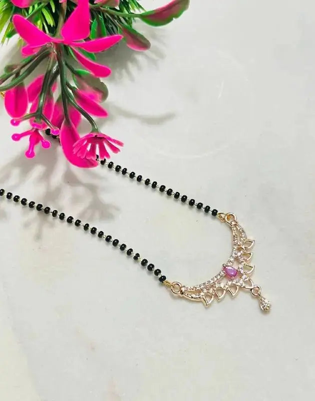Designer Mangalsutra for Women | Black Beads CZ Diamond Pendant Mangalsutra | ImiStyleJewellery - Imistyle Jewellery