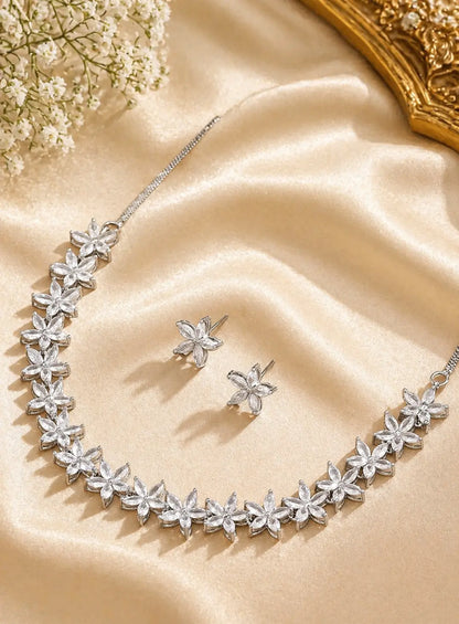 Floral Crystal Necklace Set for Women | Elegant Imitation Jewellery Flower Necklace with Earrings – ImistyleJewellery - Imistyle Jewellery