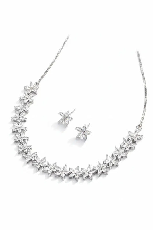 Floral Crystal Necklace Set for Women | Elegant Imitation Jewellery Flower Necklace with Earrings – ImistyleJewellery - Imistyle Jewellery