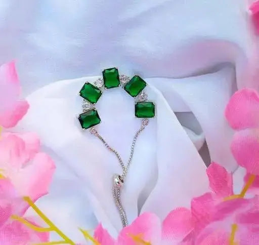Square Crystal Adjustable Bracelet for Women | Trendy Imitation Jewellery Bracelet with Green & Pink Stones – ImistyleJewellery - Imistyle Jewellery