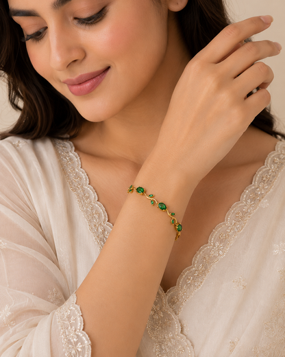 Elegant Tulip Green Crystal Bracelet For Women & Girls