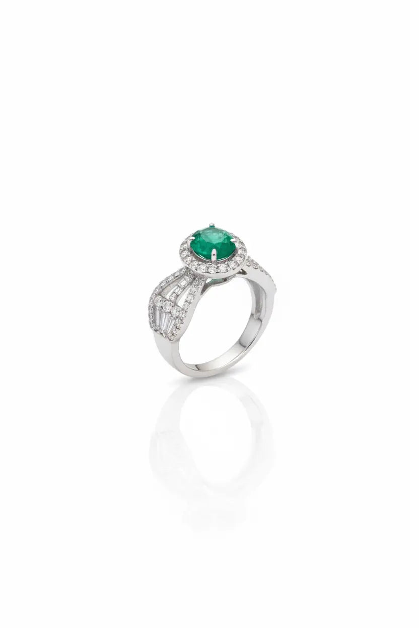 Elegant Green Stone Halo Ring for Women | Crystal Split Band Imitation Jewellery | ImiStyleJewellery - Imistyle Jewellery