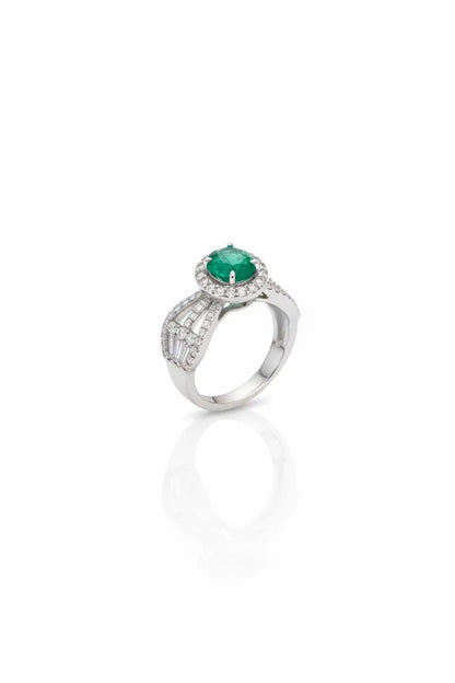 Elegant Green Stone Halo Ring for Women | Crystal Split Band Imitation Jewellery | ImiStyleJewellery - Imistyle Jewellery