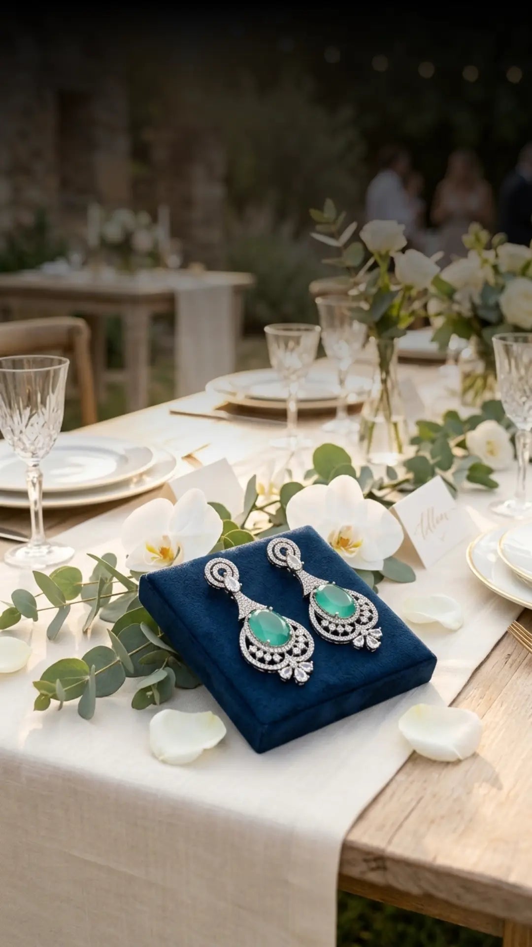 Luxury AD Diamond Black Stone Drop Earrings – Bridal Party Wear Jewellery - Imistyle Jewellery